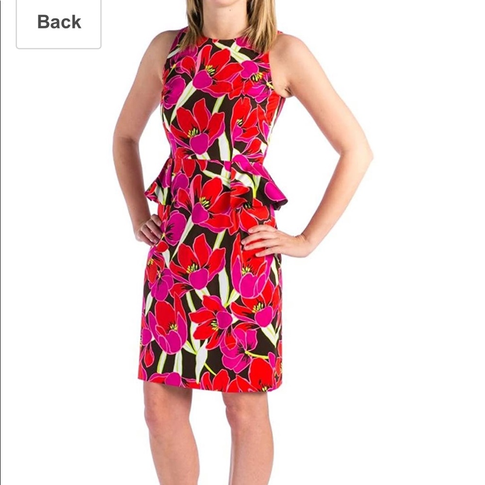 Unique Kate Spade tropical peplum sheath dress